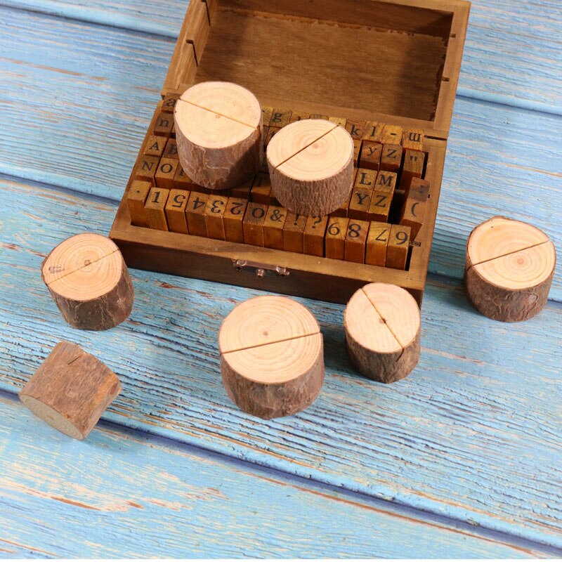 Vakkert foto 1pc trestubbe bokstøtter bordkortmappe lomo skole til student innredning melding tre sete klipp