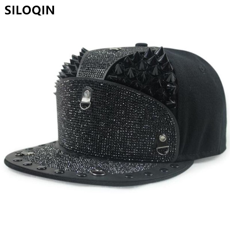 Siloqin Mannen Vrouwen Hip Hop Caps Novelty Diamanten Ingelegde Hoofdtooi Decoratie Platte Rand Hoed Trend Liefhebbers Baseball hoeden
