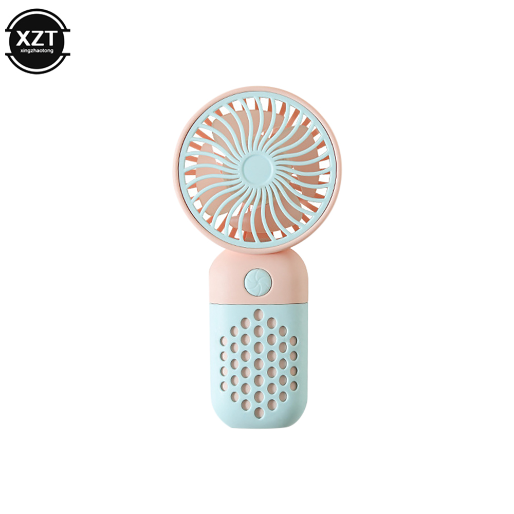 Portable Mini Handheld Fan USB Charging Mute Pocket Fan Strong Winds for Summer Outside Travel Artifact: Pink
