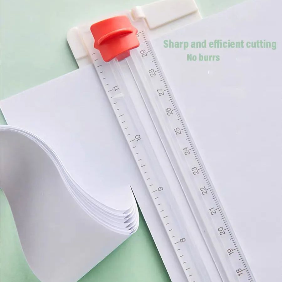1PC Paper Cutter Portable Cutter Paper Slicer Scrapbooking Tool with Automatic Safety Protection Device and Side Ruler