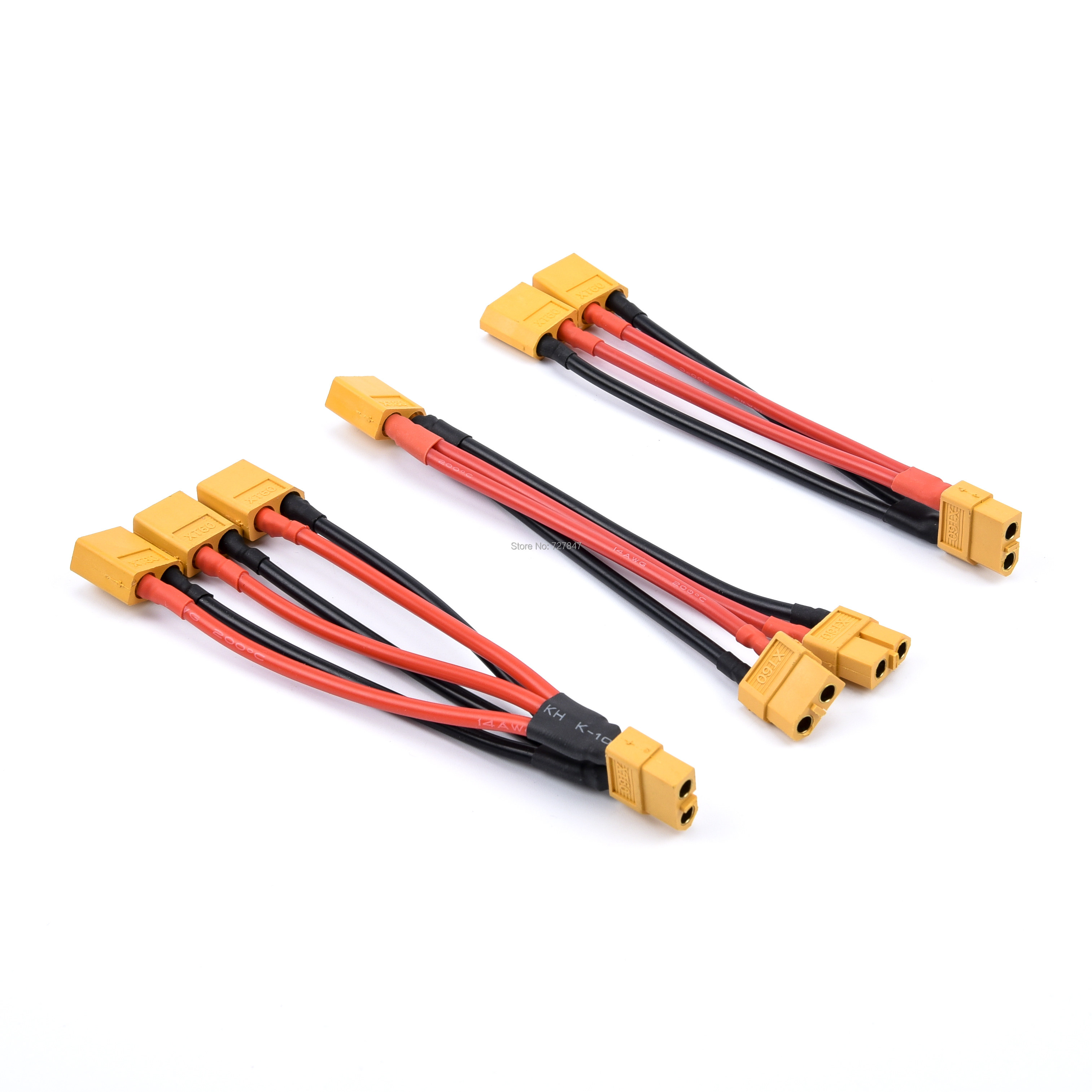 Xt60 parallel batteristik han/hun kabel dobbelt forlænger y splitter / 3- vejs 14 awg silikonetråd til rc batteri motor