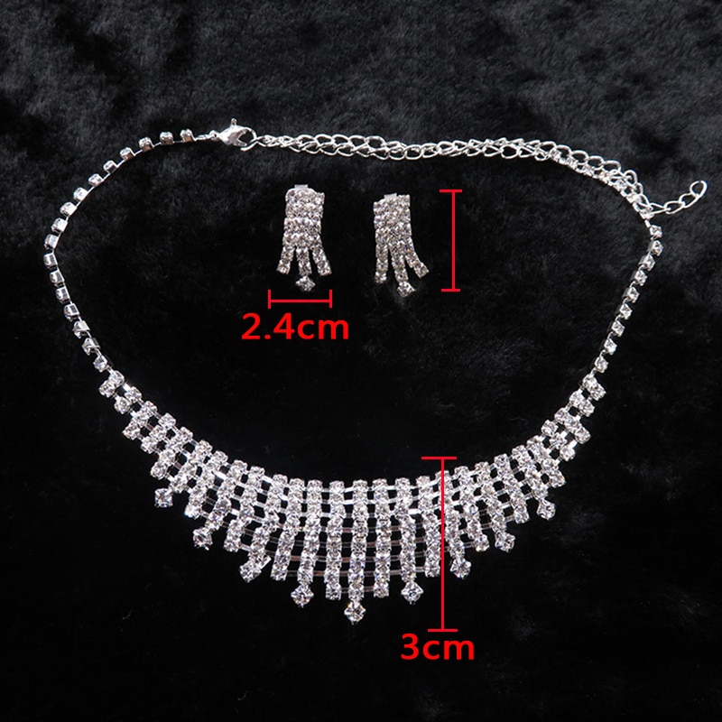 Ainameisi Luxe Crystal Bridal Sieraden Sets Rhinestone Verzilverd Wedding Acessories Charm Ketting Oorbellen Sets Voor Vrouwen