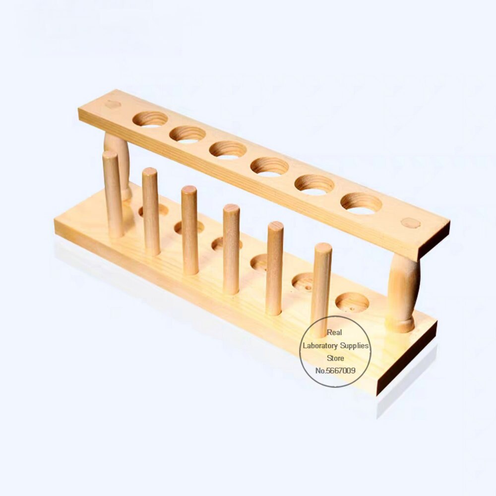 Soporte de tubos para pruebas de laboratorio de madera con 6 agujeros y 12 agujeros con orificio de 23mm para experimentos escolares