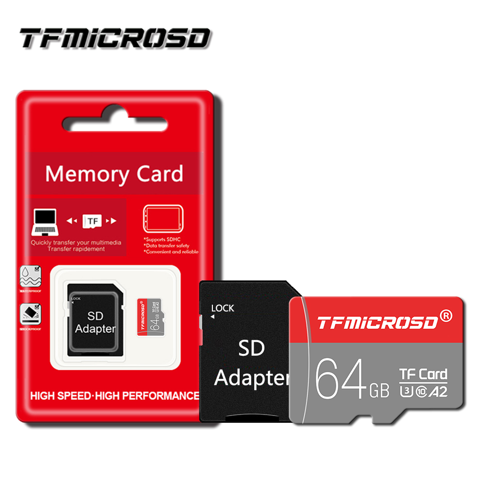 TFMICROSD 32GB U1 C10 Karta pamięci 64GB UHS-3 A2 mini karta SD szybka 25MB/S 128GB 256GB Karta TF do aparatów fotograficznych FD53676533