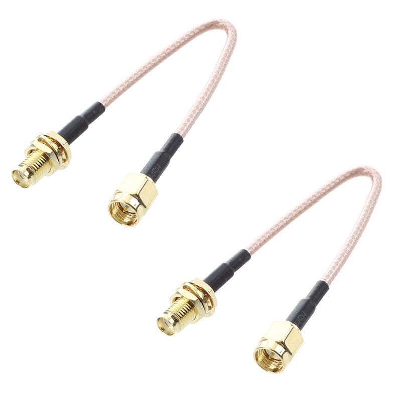2X SMA Female SMA Male F / M Antenna Connection Cable Adapter Black + Gold: Default Title