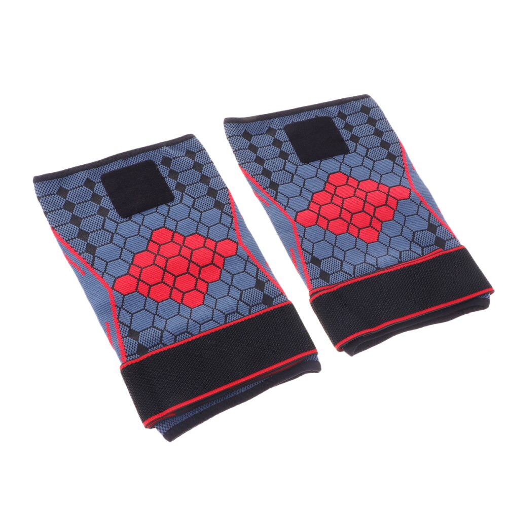 1 Paar Nylon Sport Beschermende Kleding Ondersteuning Druk Knie Pads Ademend Knie Protector Sleeve Voor Basketbal Klimmen (Blauw Si: Red / L