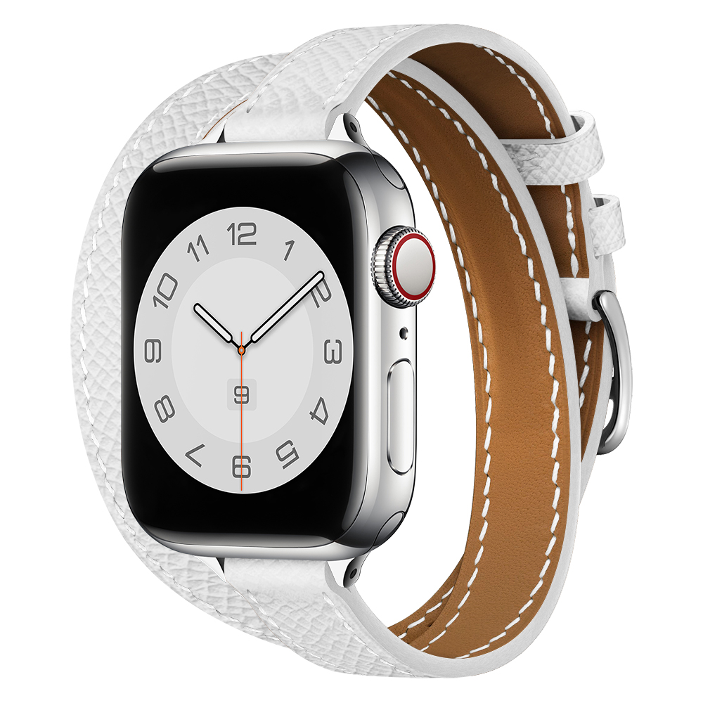 Leren band voor Apple Watch Band 40 mm 41 mm 44 mm 45 mm 49 mm 38/42 mm correa IWatch Series 8 7 6 SE 5 4 Ultra vervangende armband: GREEN BLUE / 14mm