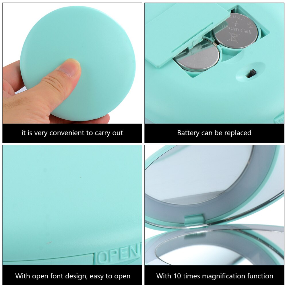 Portable 10x Magnifying Makeup Mirror Mini LED Round Mirror Travel Mirror