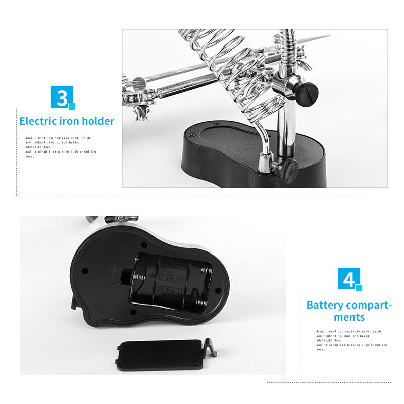 360 Rotation LED Magnifying Glass Soldering Iron Stand Len Magnifier Tool Adjustable Desk Desktop Table Magnifier Lamp Stand