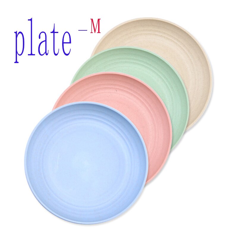 4 unids/set creativa pura paja de trigo Natural postre plato Multi-función de plástico de alimentos plato postre cocina placa bandeja: 4pc M