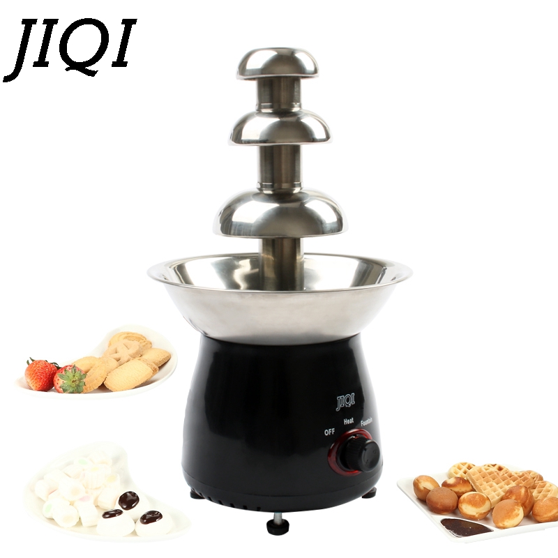 JIQI Mini Triple fuente de Chocolate Fondue evento boda niños cumpleaños casa Navidad cascada máquina