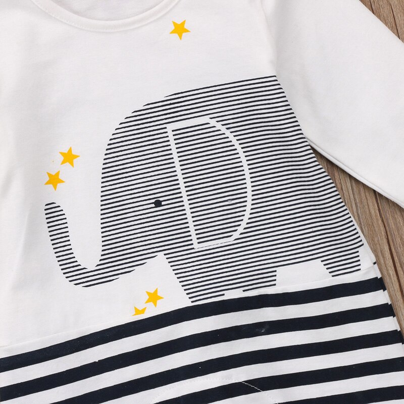 Casual Newborn Kids Baby Girls Boy Clothes Elephant Striped Romper Jumpsuit Outfits Clothes