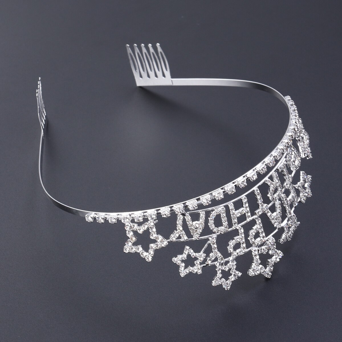 Kid's Charming Rhinestone Heart Tiara Crown Headband for Girls (White Rhinestones): White