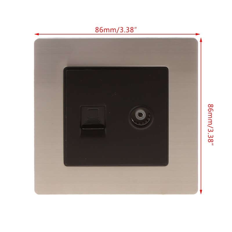 RJ45 Wall Internet Socket With TV Outlet Stainless Steel Brushed Silver Panel 87HA