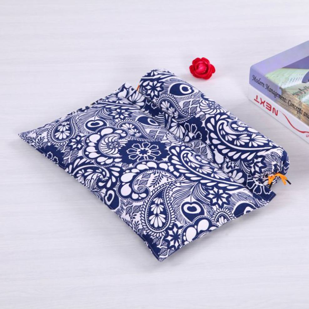 Buckwheat Cervical Pillow 2 In 1 Combination Old Coarse Cloth Buckwheat Pillow Orthopedic Recommendation Healthy Neck Pillow: Retro blue pattern