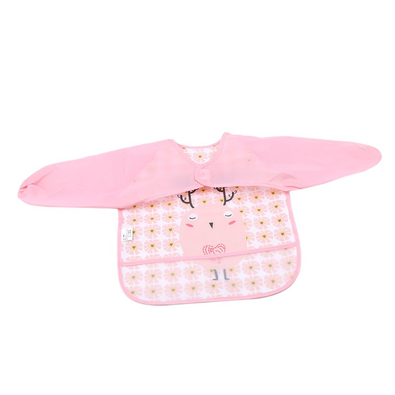 Venda quente de alta qualidade bonito animais babadores do bebê à prova dwaterproof água criança comer roupas das crianças mangas compridas alimentação bata babero babero: pink bird