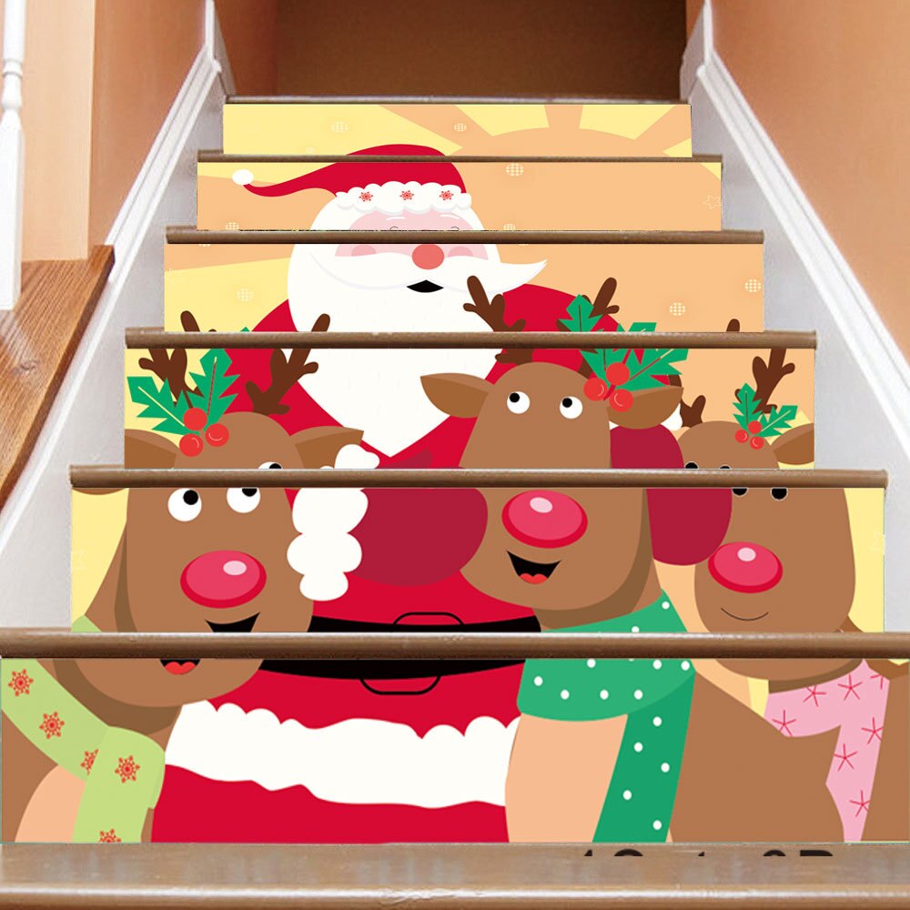 Merry Christmas Wall Stickers stairs Glass Stickers Christmas Decorations For Home Christmas Ornaments Xmas Year