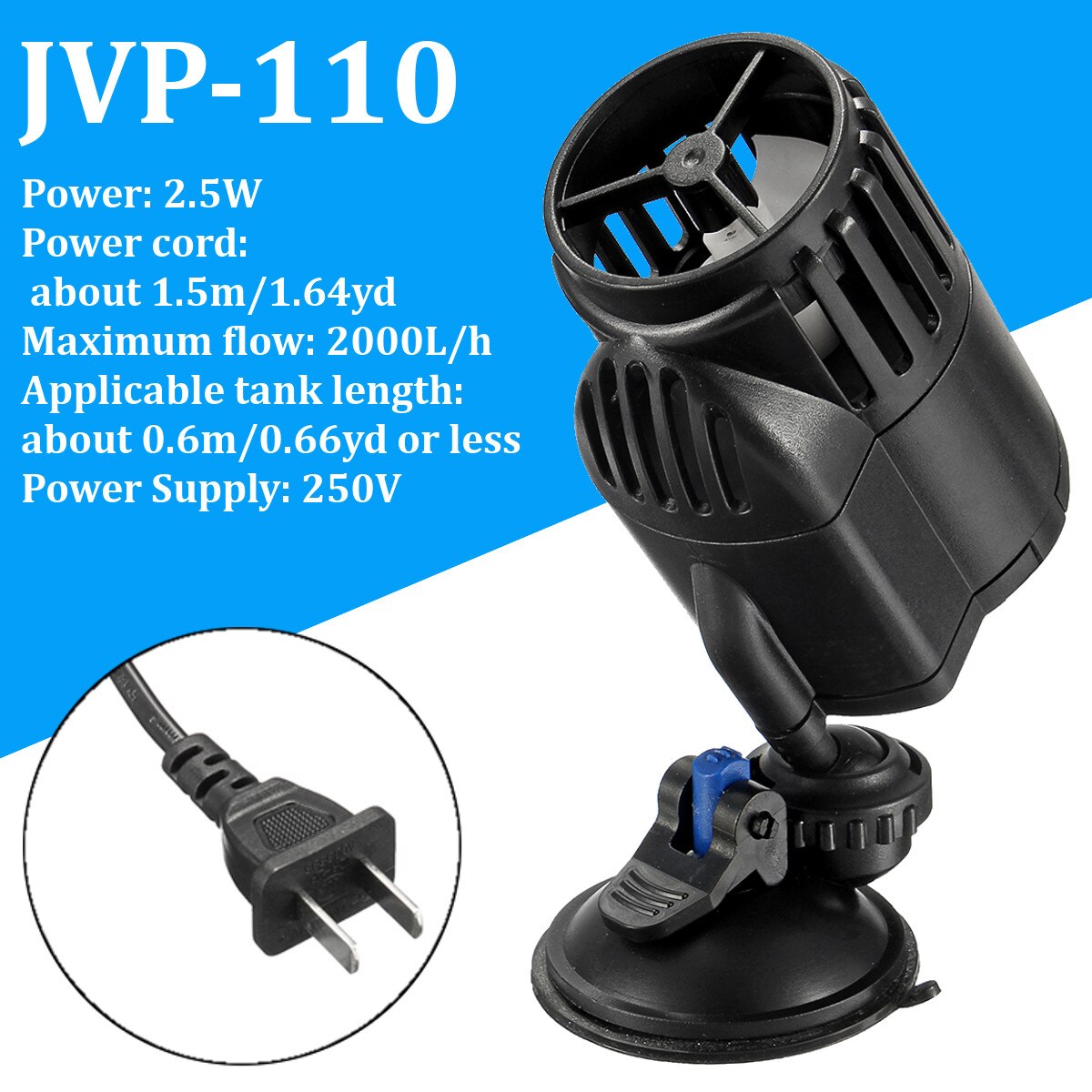 Aquarium Wave Maker Water Pump Marine Submersible Aquariums Pond Propeller Circulation Pumps Coral Reef Powerhead Fish Tank: Black
