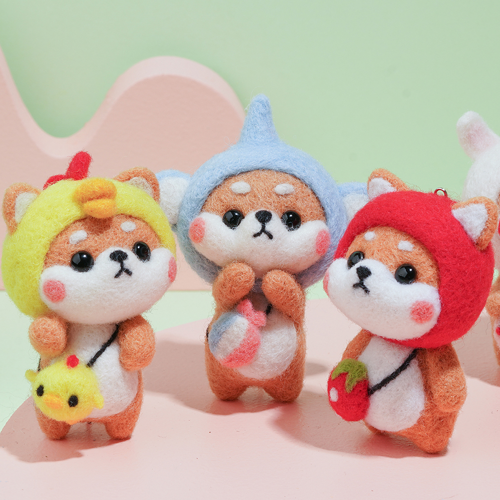 Jiwuo Wool Felt Kit Needle Felting Kit Animal Pet Doll for Needle Material Bag Pack for Beginner Non Finished Wool Felt Package