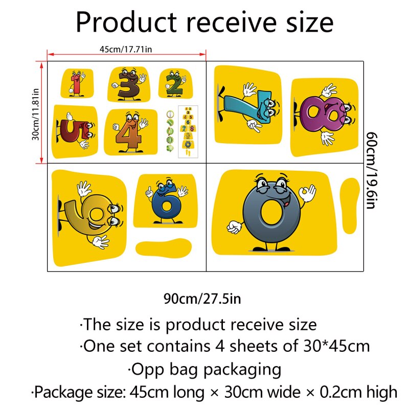 Kid Decor Rainbow Numbers Grid Children Wall Stickers Ground Stickers Floor Sticker Kids Kindergarte Game Decoration Home: ZCJ096