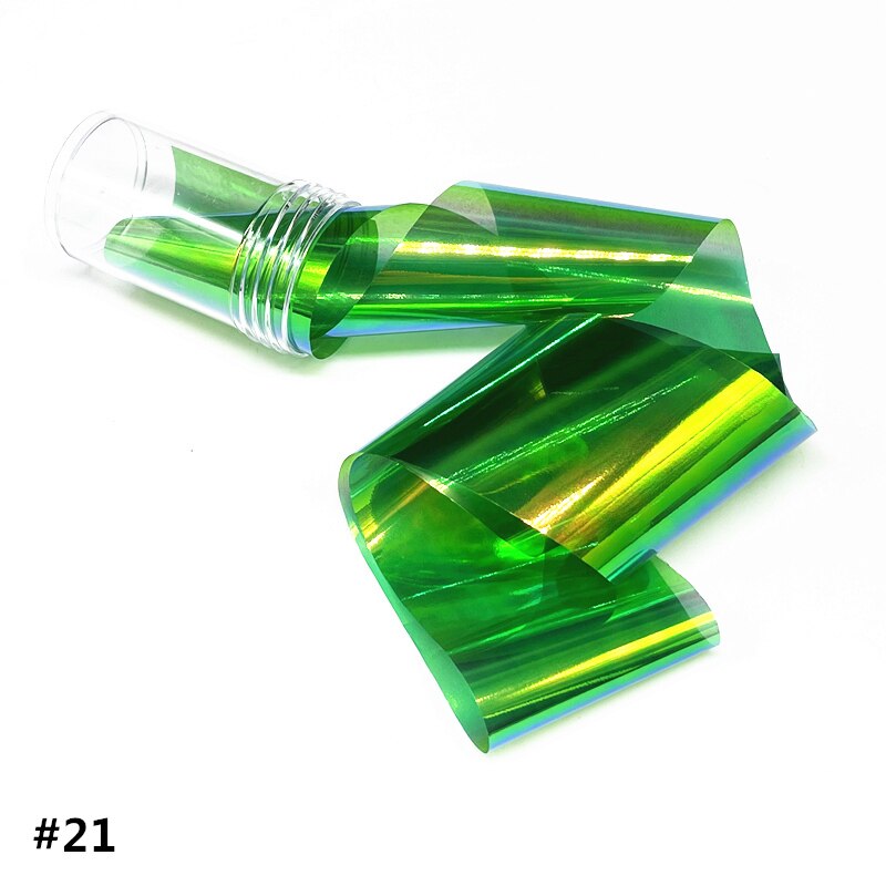 Aurora lámina de cristal para uñas, película adhesiva de celofán, de tendencia de uñas coreanas, cubo de hielo, decoración DIY, 100cm/botella: 21