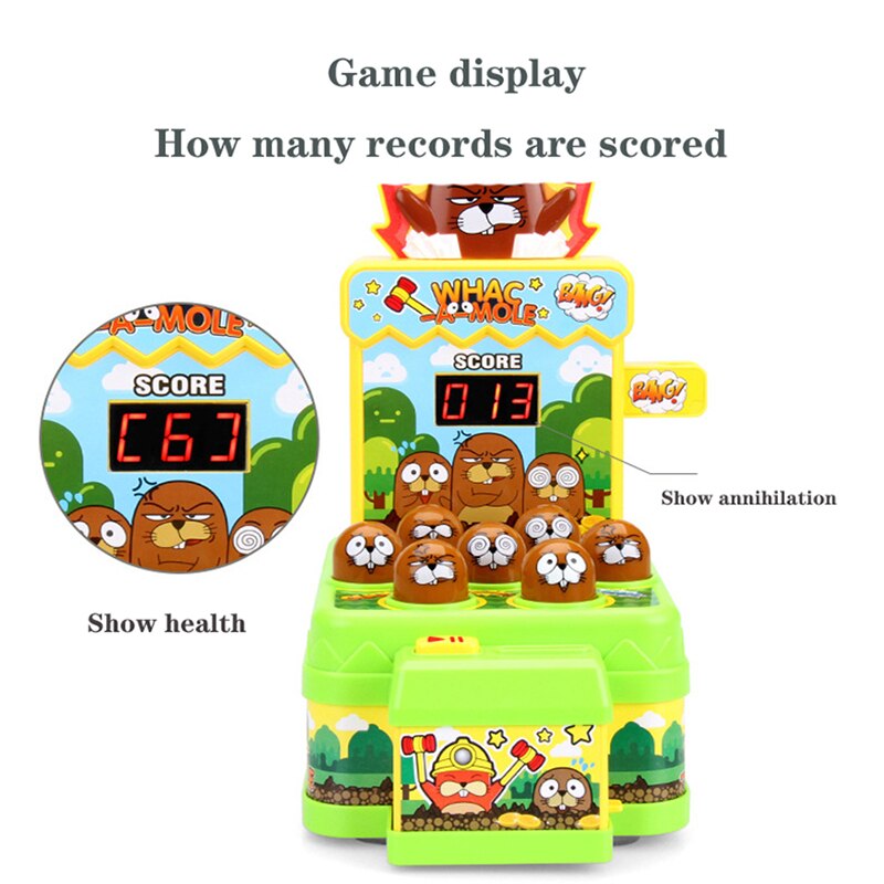 Whac-A-Mole Toy with Soft Hammer Sound Light Mini Electronic Arcade Game Pounding Bench Game Interactive Toys for Kids