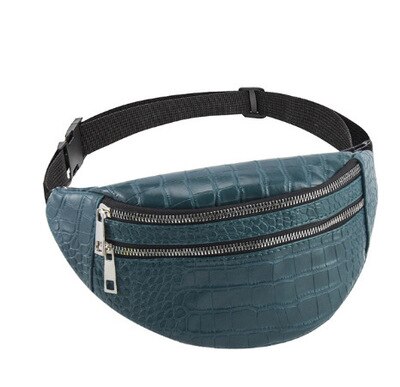 Mode Trendy Krokodil Patroon Dubbele Ritsen Taille Tas Stijlvolle Casual Borst Zak Wilde Effen Kleur Schouder Dagrugzak Voor Dagelijks: Blauw