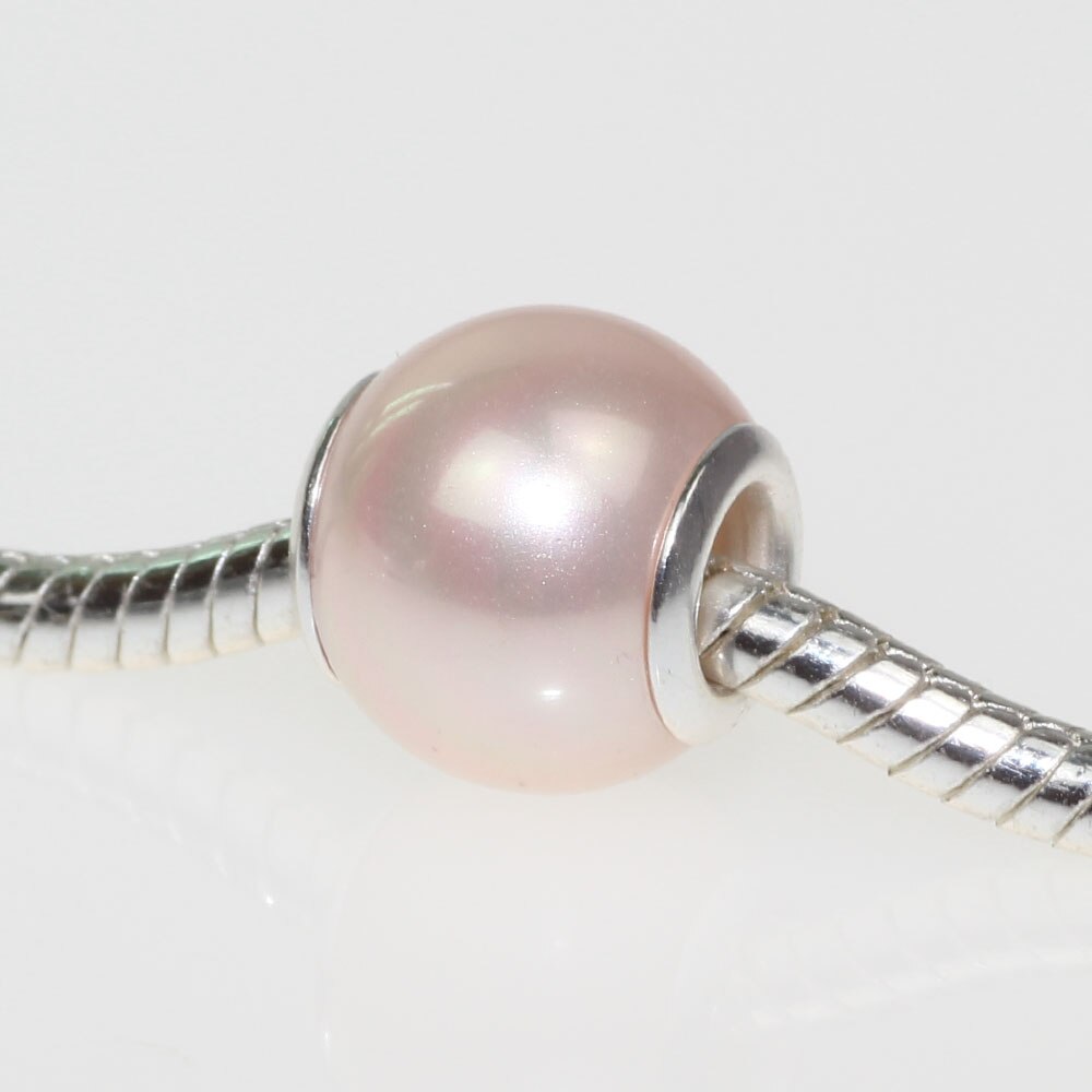 Authentic 925 Sterling Silver Colorful White Pink Pearl Charm Bead Black Brown Fits Bracelet DIY Jewelry Making