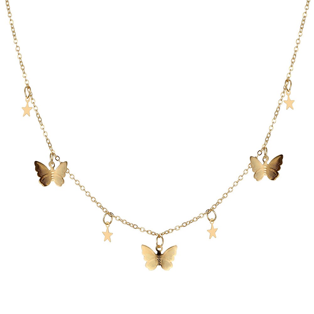 FNIO Butterfly Neck Pendants Women&#39;s Choker Gold Color Necklace On The Neck Chain Chocker Punk Jewelry Kpop Collar For Girl: FN11-1871