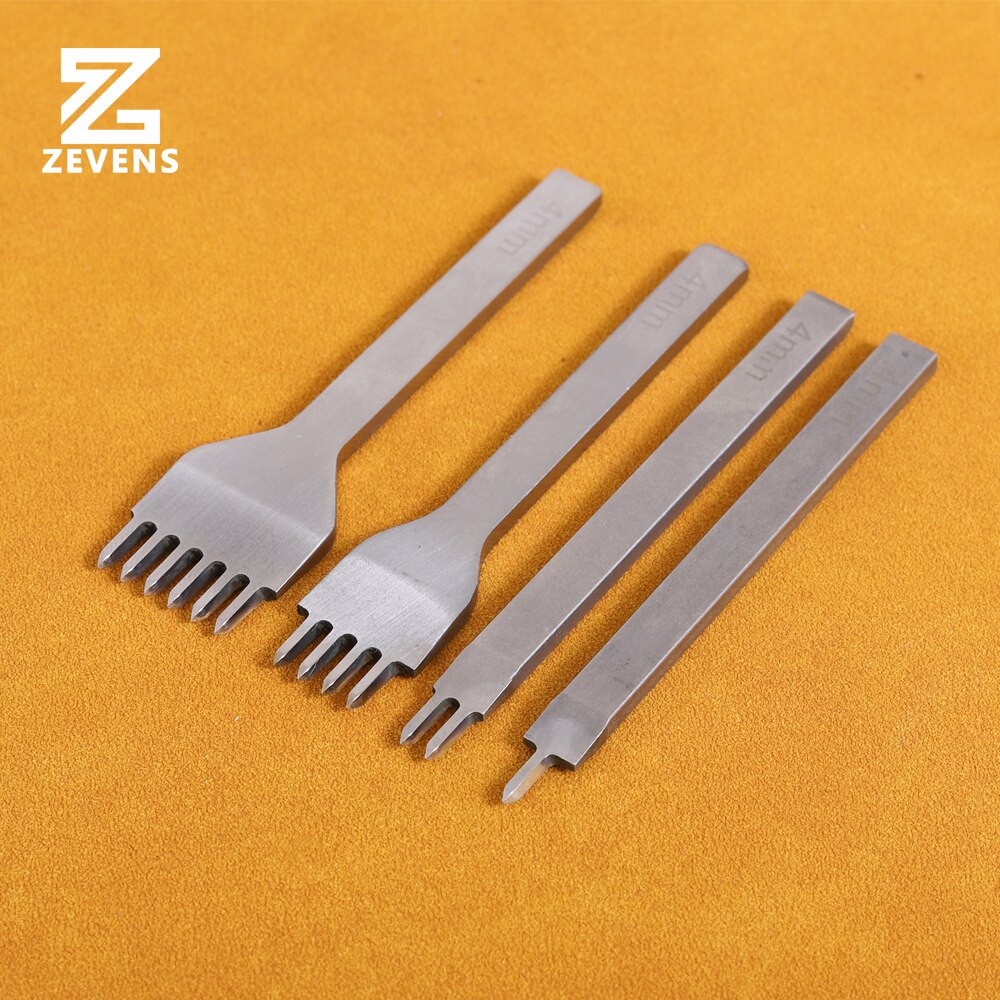 ZEVENS Leather Chisel Hole Punch Stitching Tool Teeth Polished Diamond Pricking Iron Leather Craft tool 3/4mm 1-2-4-6 teet