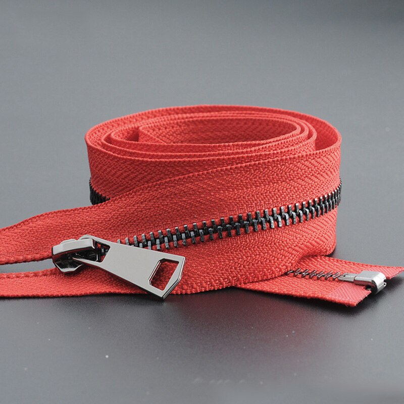 Twee-weg rits 70-120 cm metalen rits dubbele schuifregelaar open uiteinde tweerichtingsrits voor jas jas tent reparatiesets doe-het-zelf kleding naaien accessoires manier open rits (kleur: zwart