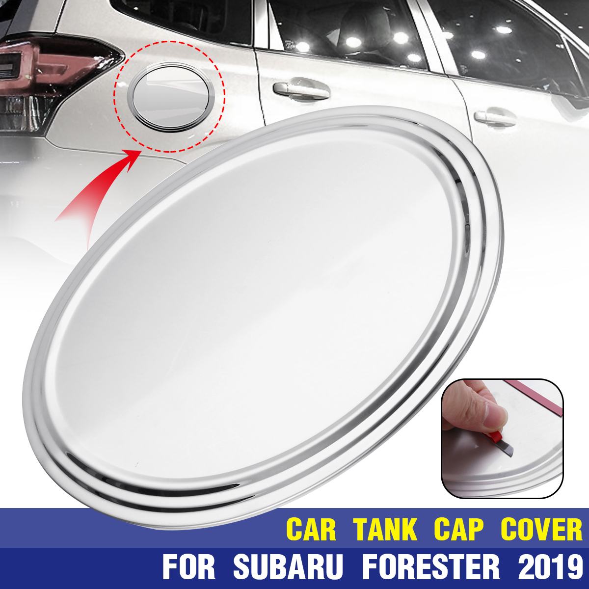Rostfritt stål bil tank lock gas lock lock trim för subaru forester bil dekoration tillbehör
