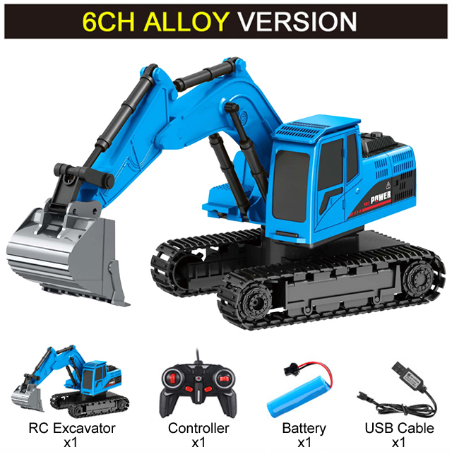 Engineering 2.4Ghz 6 Channel Car 1:24 RC Excavator Toy Alloy And Plastic Excavator 6CH And 5CH RTR For Kids Christmas: 6CH