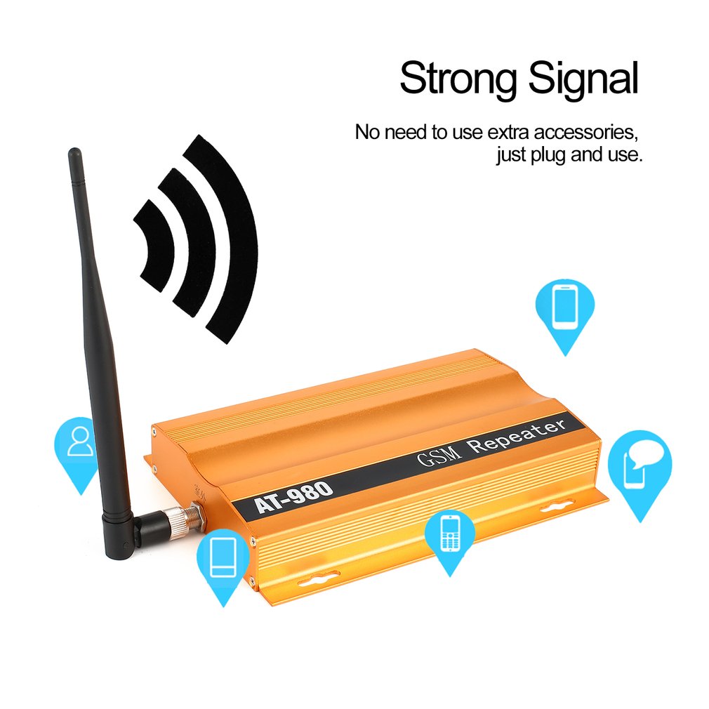 GSM 900mHz Mobile Phone Signal Booster Repeater Amplifier + Yagi Aerial Full-Duplex Single-Port AT-980