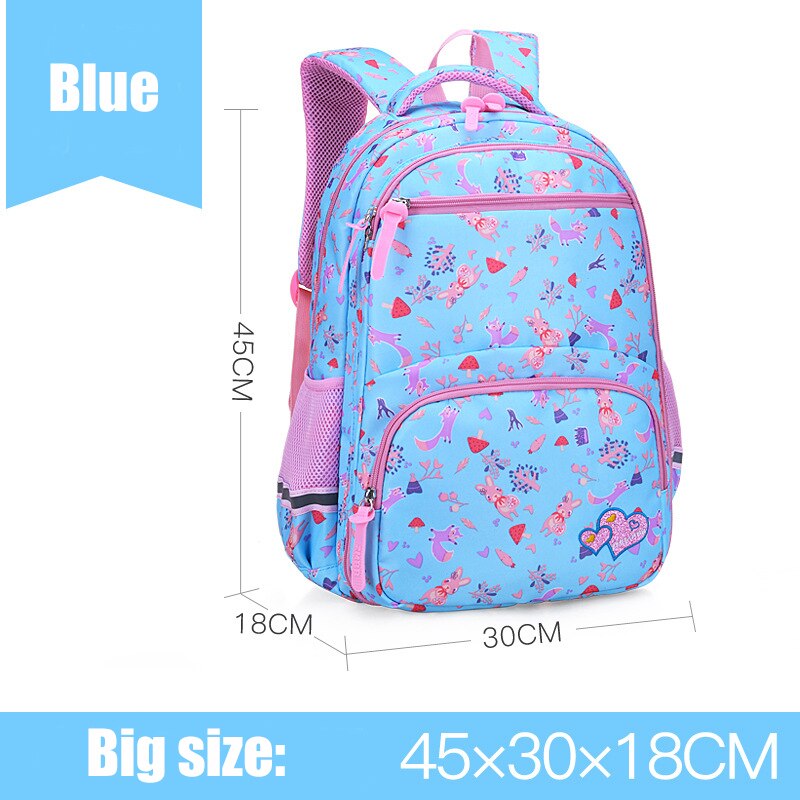 Sacs d'école primaire pour filles, sac à dos mignon, confortables, sacoche pour livres imperméables avec large bande d'épaule: Blue Big