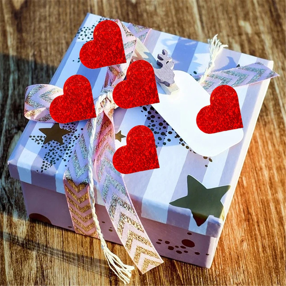 500 Pcs/Roll Love Heart Shaped Label Sticker Scrapbooking Packaging Seal Birthday Party Wedding Supply Stationery Sticker
