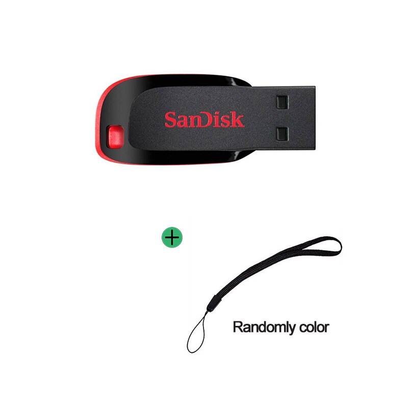 SanDisk 100% oryginalny Cruzer Blade CZ50 pamięć USB 128GB 64GB 32GB 16GB Pen Drive USB 2.0 dysku Pendrive Pendrive: 128 gb / CZ50-rope