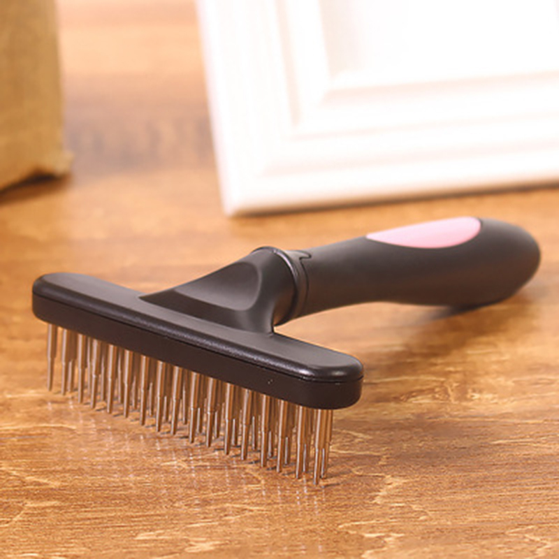 Râteau pour chien, brosse démêlante, peigne, râteau sous-poil pour chiens et chats, poils courts et longs, brosses pour animaux de compagnie, perte avec épingles à Double rangée: WHITE