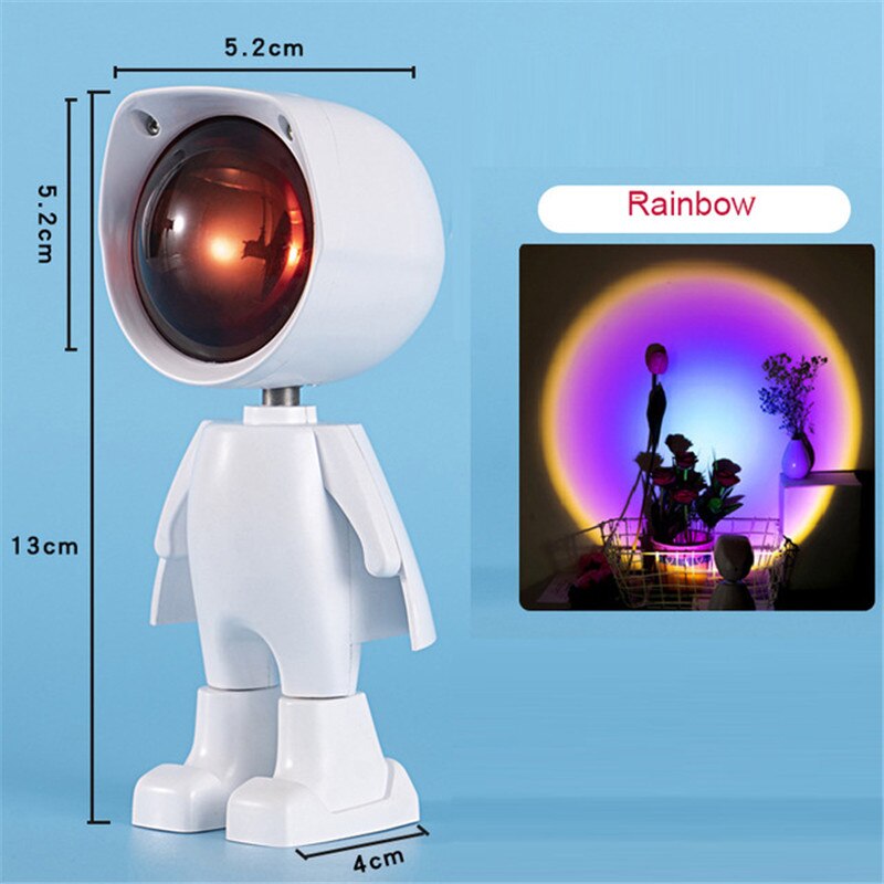De Zon Nooit Sets Projector Lamp Robot Zonsondergang Projectie Nachtverlichting Zonsondergang Lamp Projector Led Night Verlichting Sfeer Licht: White rainbow