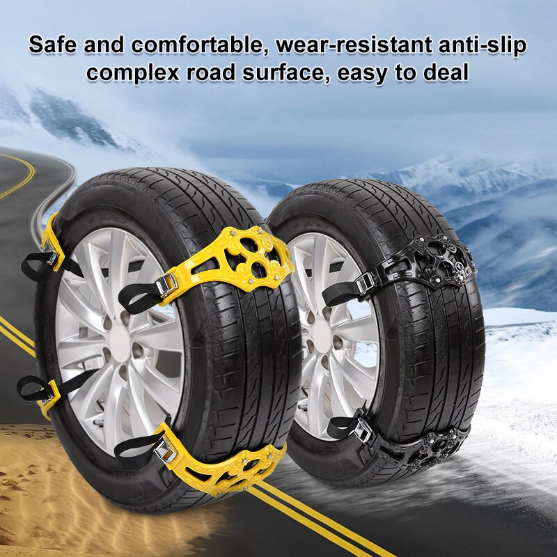4PCS/Set Winter Car Snow Tire Anti-Skid Chains Belt Strap Adjustable Universal Vehicle Auto Anti Slip Tyre Chains For Mud Snow