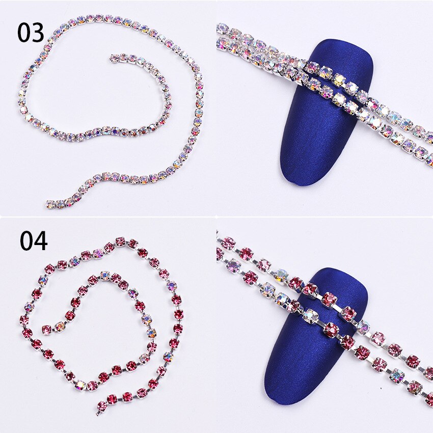 1 box Nail Art Platte Vorm Metalen Nail Art Kralen Crystal AB Steentjes Steen Manicure Decoratie