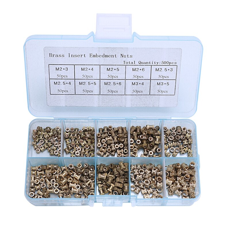 HTHL-500Pcs/Set Insert Embedment Nuts Injection Molding Nut Brass Insert Knurled Nuts Knurling Tool Embedded Parts Fastener: Default Title
