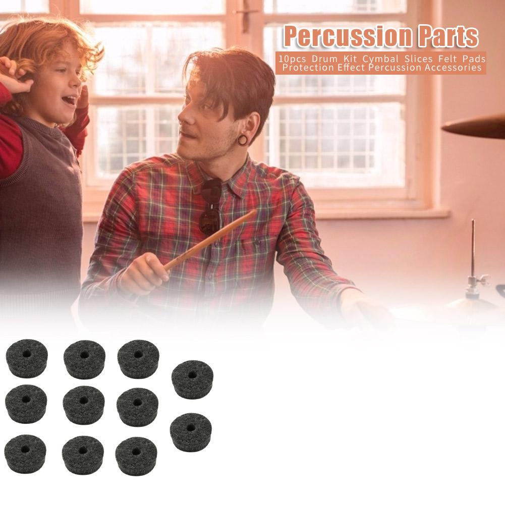 10pcs Drum Kit Cymbal Felt Pads Drum Slices Felt Protection Percussion Part Accessories Replacement Parts