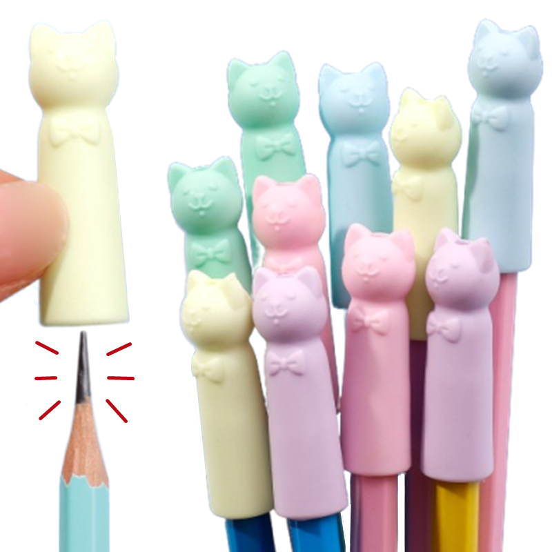 1-20Pcs Cat Erasers Pencil Tip Cap Kawaii Wipe Clean Rubber Eraser Cute Pen Topper Cap Student Stationery School Office Supplies