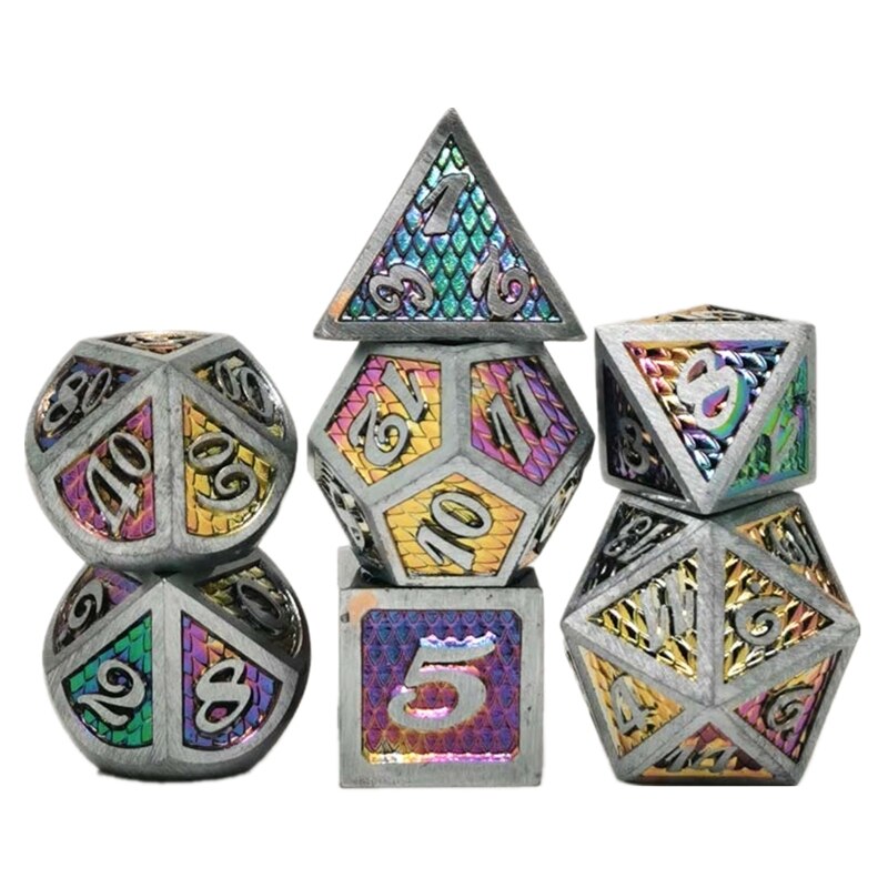 7pcs/set Metal Dice Set RPG MTG DND Metal Polyhedral Dice Role Playing Games