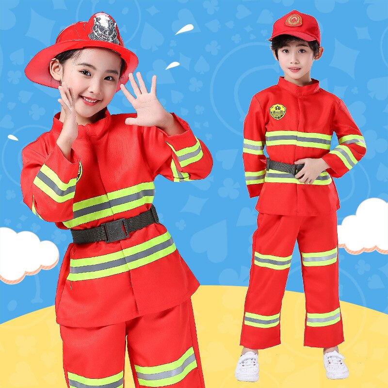 Speelhuis Speelgoed Kinderen Rollenspel Brandweerman Boy Girl Kostuum Pak Carrière Ervaring Prestaties Reflecterende Kleding Prop Speelgoed