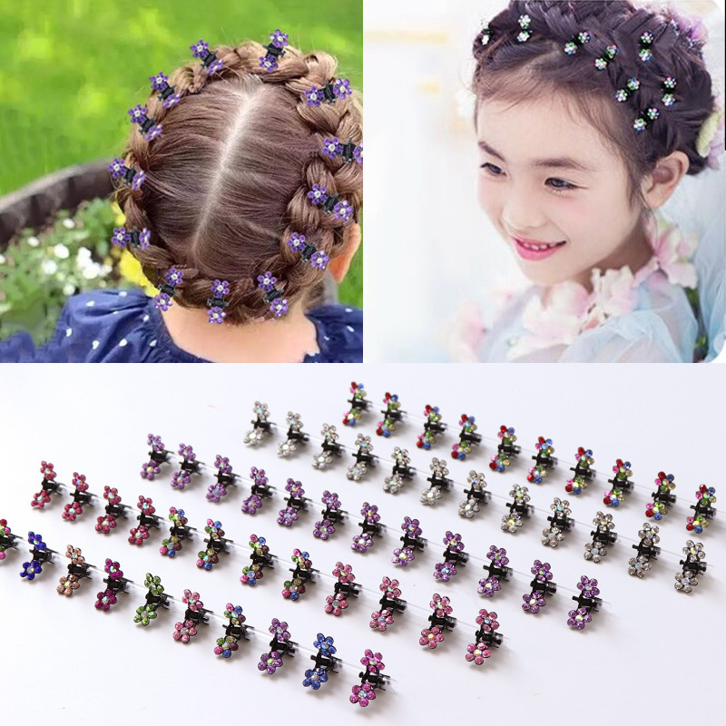 12 Stks/partij Haar Claws Meisjes Kleine Leuke Crystal Bloemen Metal Hair Clips Hoofdband Haarspelden Haar Oranment Mode Haaraccessoires
