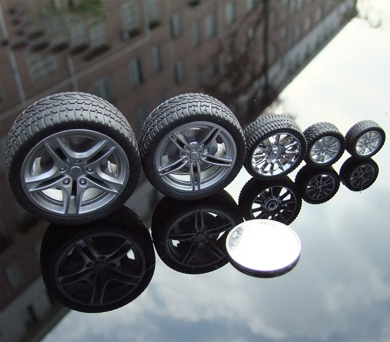 20PCS Miniature Rubber Tires 48mm/38mm/26mm/22mm Mini Wheel Tire in 2/3mm Aperture for DIY Model Car Robot Connecting Parts