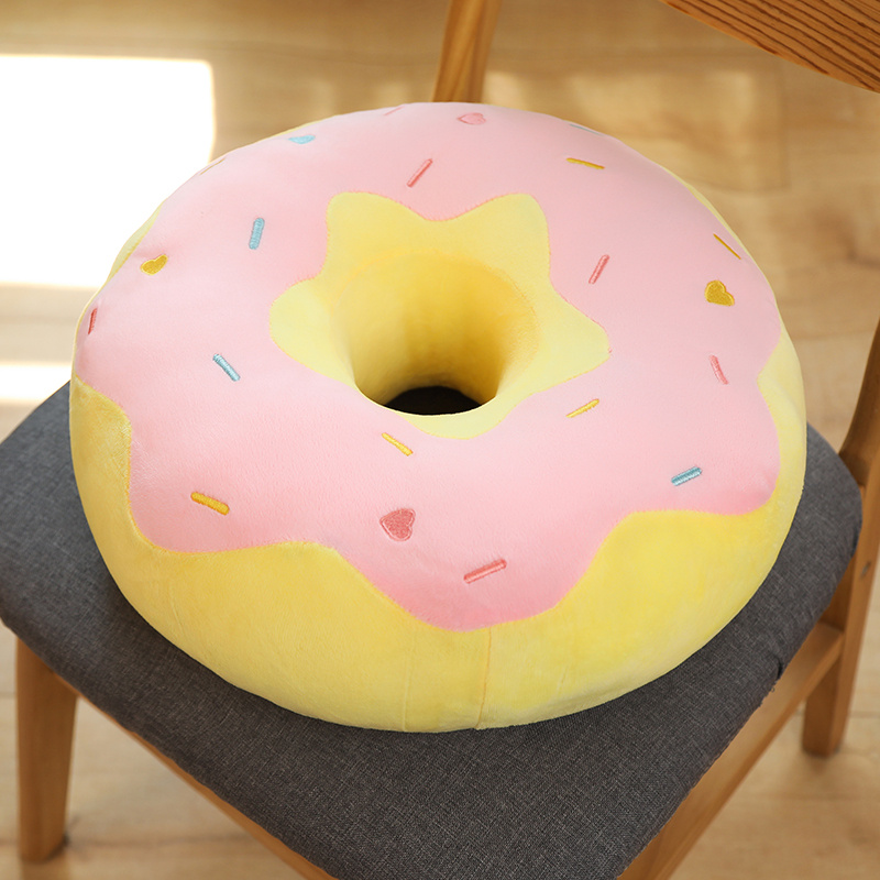 Decoration Donut Plush Pillow Like Real Fantastic Ring Shaped Food Plush Soft Seat Cushion Head Pillow Christmas: black / 11cm-30cm