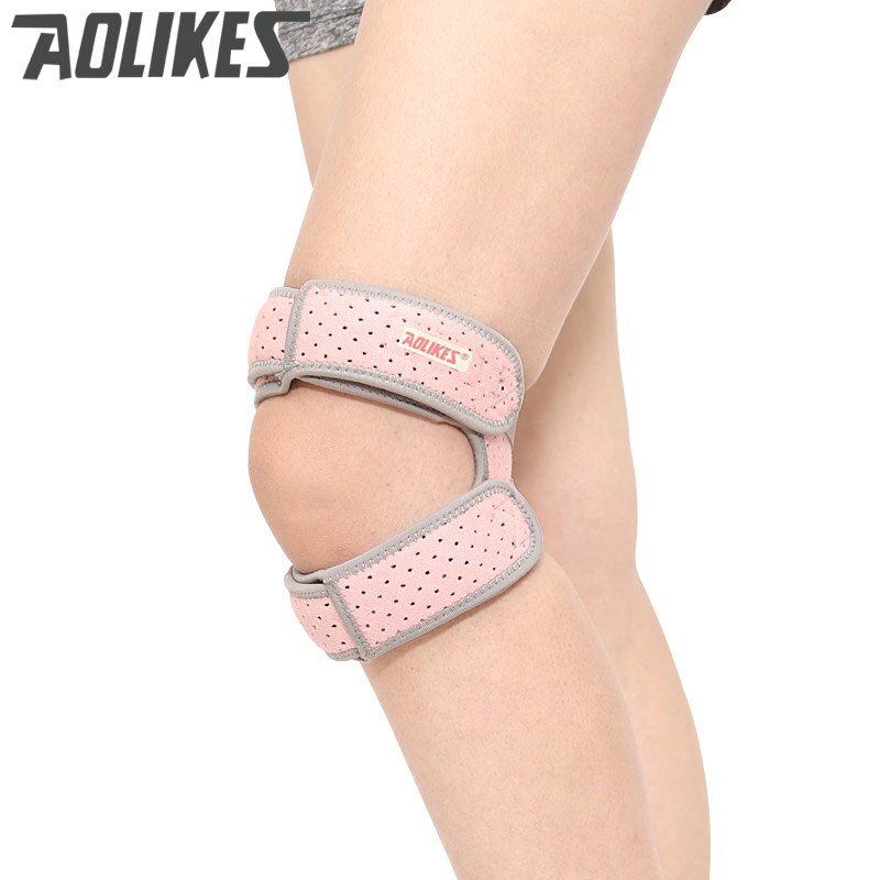 AOLIKES-Soporte de tendones ajustable para rodilla, rodilleras para correr, baloncesto, daños al aire libre, previene el gimnasio: 7928 Pink / 2 Piece